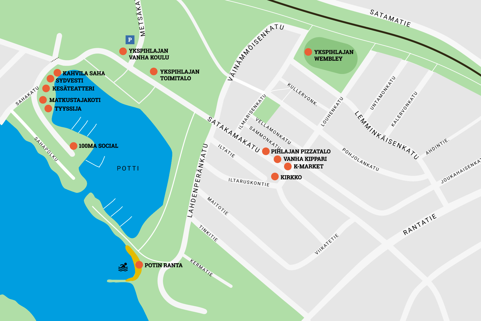 Ykspihlajan aluekartta